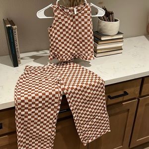 Rylee + Cru checkered set. Girls size 10-12years. Only worn once.